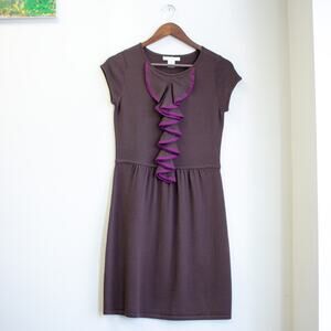 Design History Brown Merino Wool Twee Style Shirt Dress Size Small